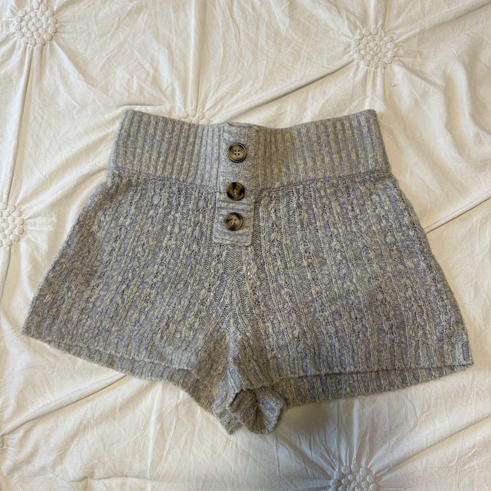 Urban Outfitters Gray High-Waist Cable Knit Shorts
